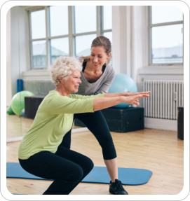 elderly woman having physical exercise